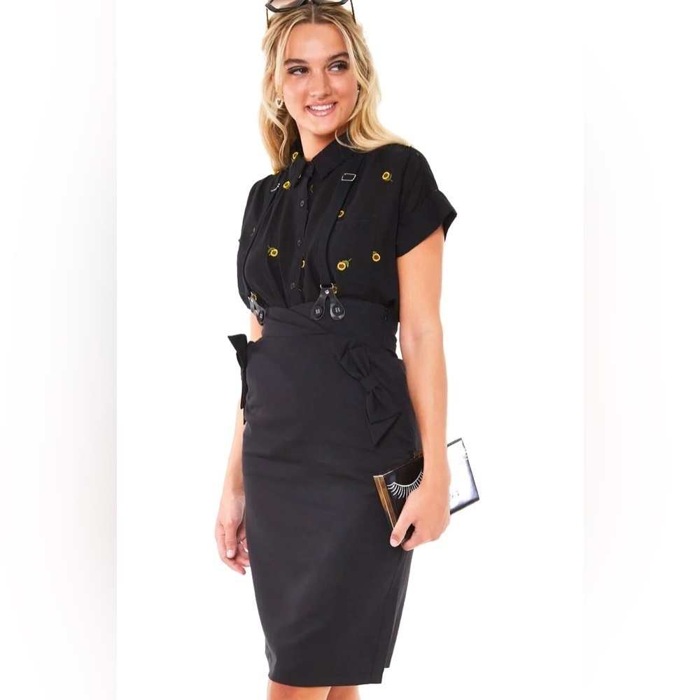 🍄HOST PICK🍄Voodoo Vixen Nadia Bow Pocket Suspender Pencil Skirt, US Size 12/14
